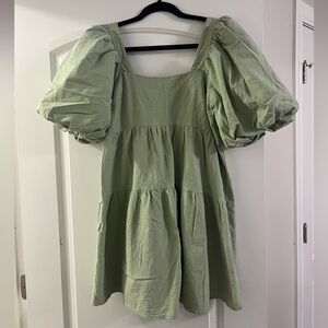 Nasty Gal Light Green Puff Sleeve Dress